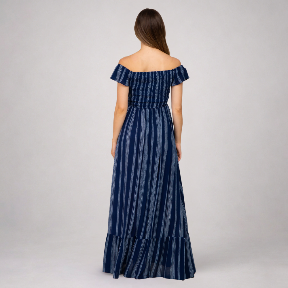 Momshaped™ Striped Summer Maternity Maxi Dress Flowy Comfortable-momshaped-Blue-S-momshaped