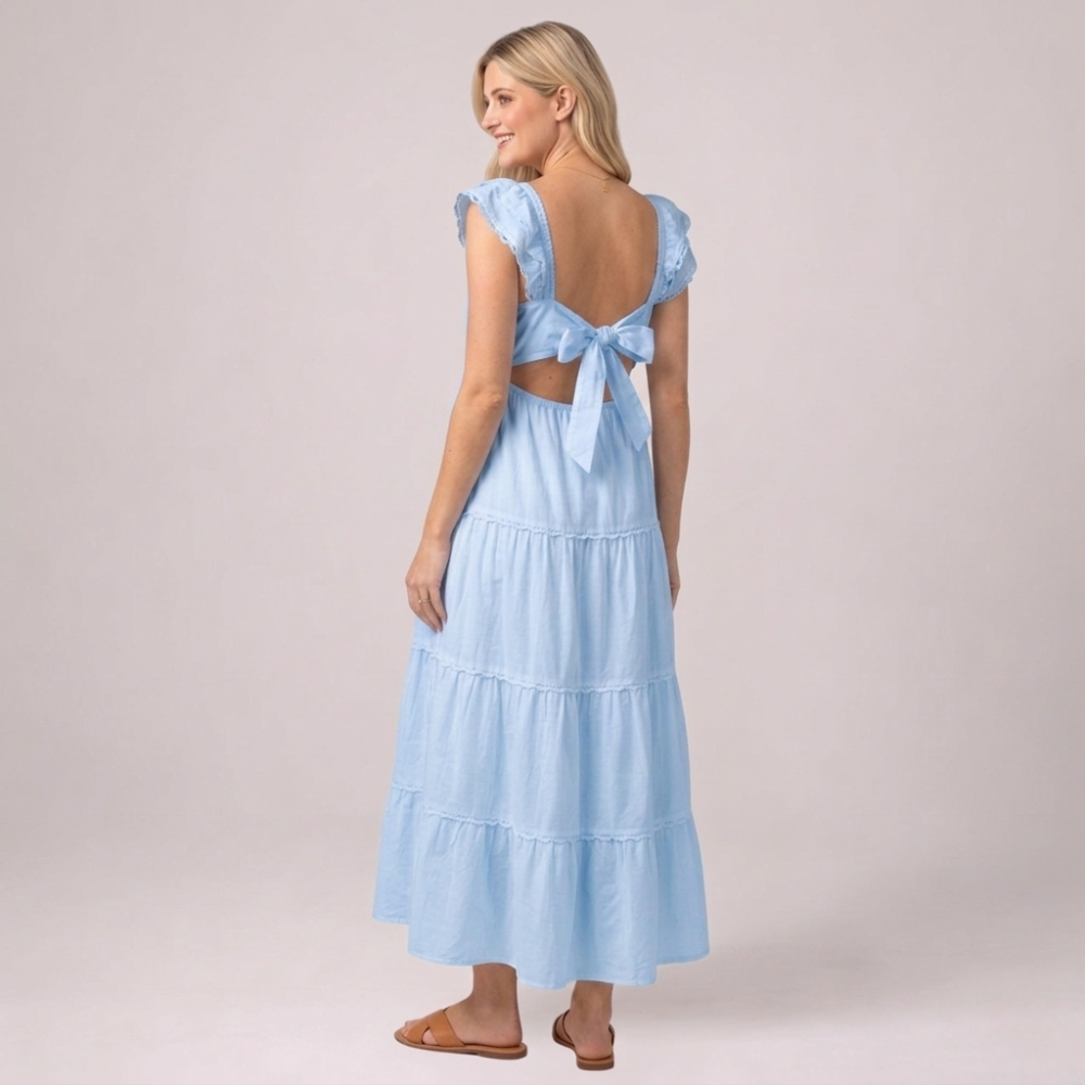 Momshaped™ Ruffle Summer Maxi Maternity Dress Elegant Flowy-momshaped-S-White-momshaped