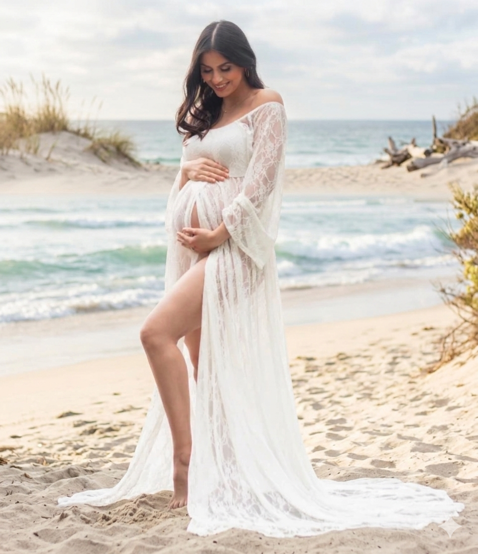 Momshaped™ White Lace Maternity Dress-momshaped-S-momshaped